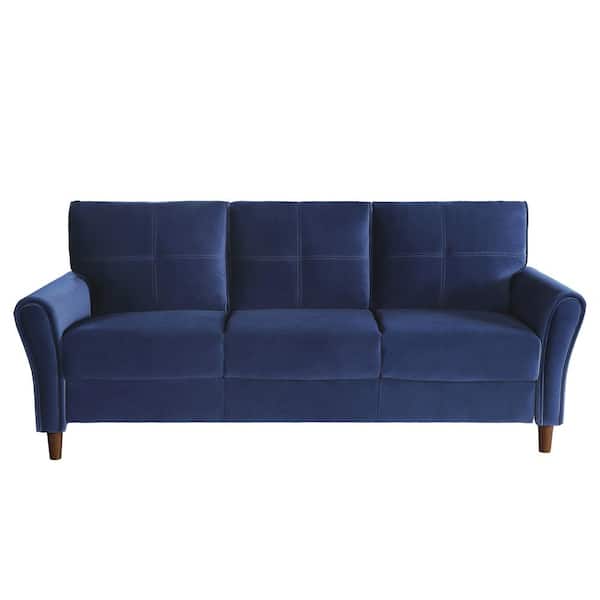 EVERGLADE HOME Halton 80 in. W Flared Arm Velvet Straight Sofa in Blue