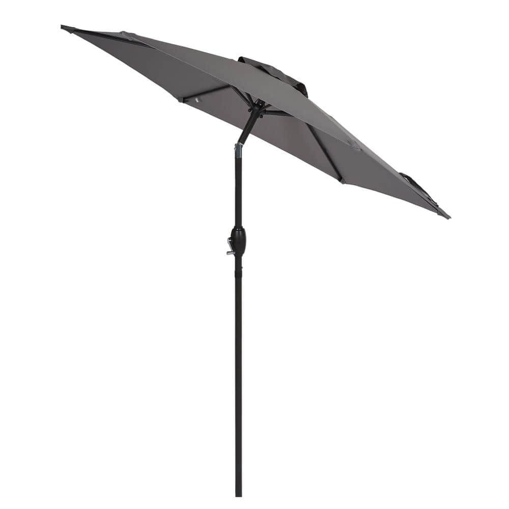WELLFOR 7.5 ft. Steel Market Tilt Patio Umbrella in Gray
