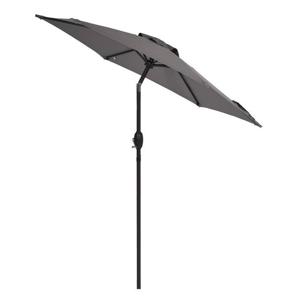 WELLFOR 7.5 ft. Steel Market Tilt Patio Umbrella in Gray
