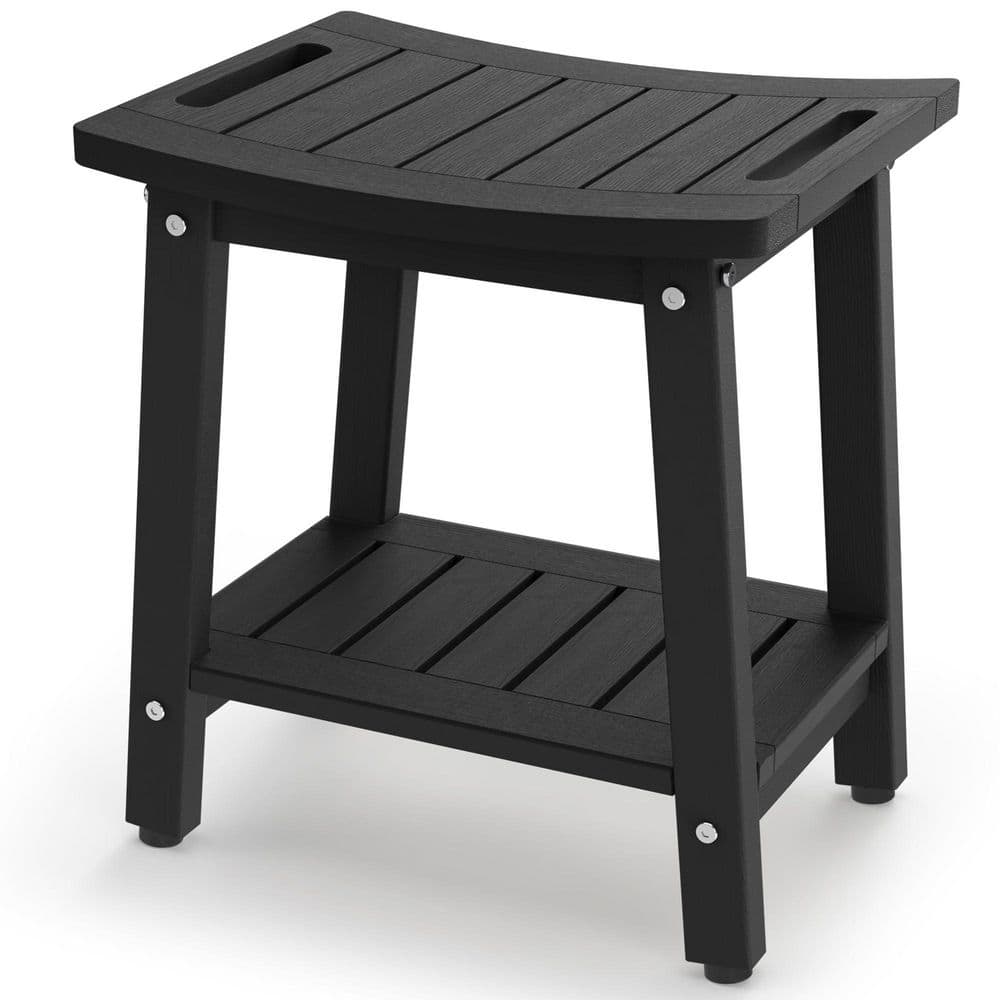 Shower Bench for Inside Shower, HDPE Shower Stool in Black, Waterproof Spa Bathroom Seat Chair with Handle price history on PriceWatchPro