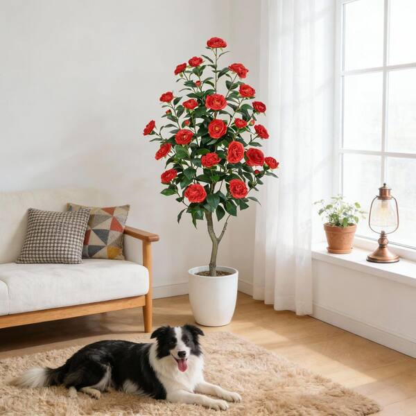 Gravee 4 ft. Artificial Topiary Tree in Planter, Lifelike Foliage