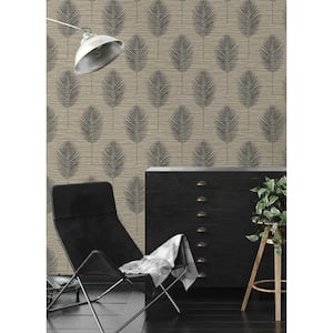 Bali Light Brown Fern Vinyl Non-Pasted Textured Repositionable Wallpaper