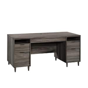 Clifford Place 65.984 in. Jet Acacia Executive Desk with File Storage and Cord Management