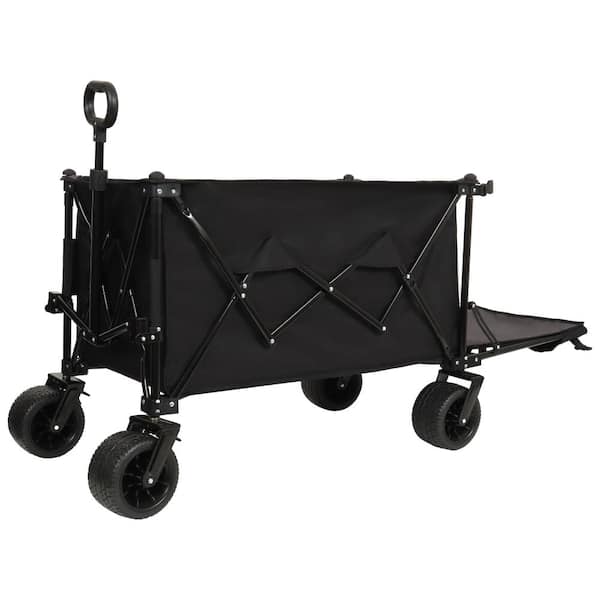 7 cu. ft. Steel  Expandable Utility Wagon Garden Cart with 360° All-Terrain Wheels in Dark Gray