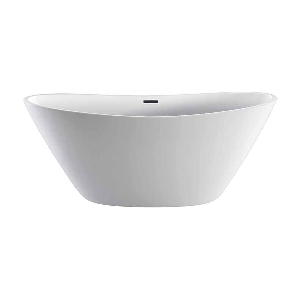 Newman 62 in. Acrylic Double Slipper Flatbottom Non-Whirlpool Bathtub in White with Integral Drain price history on PriceWatchPro