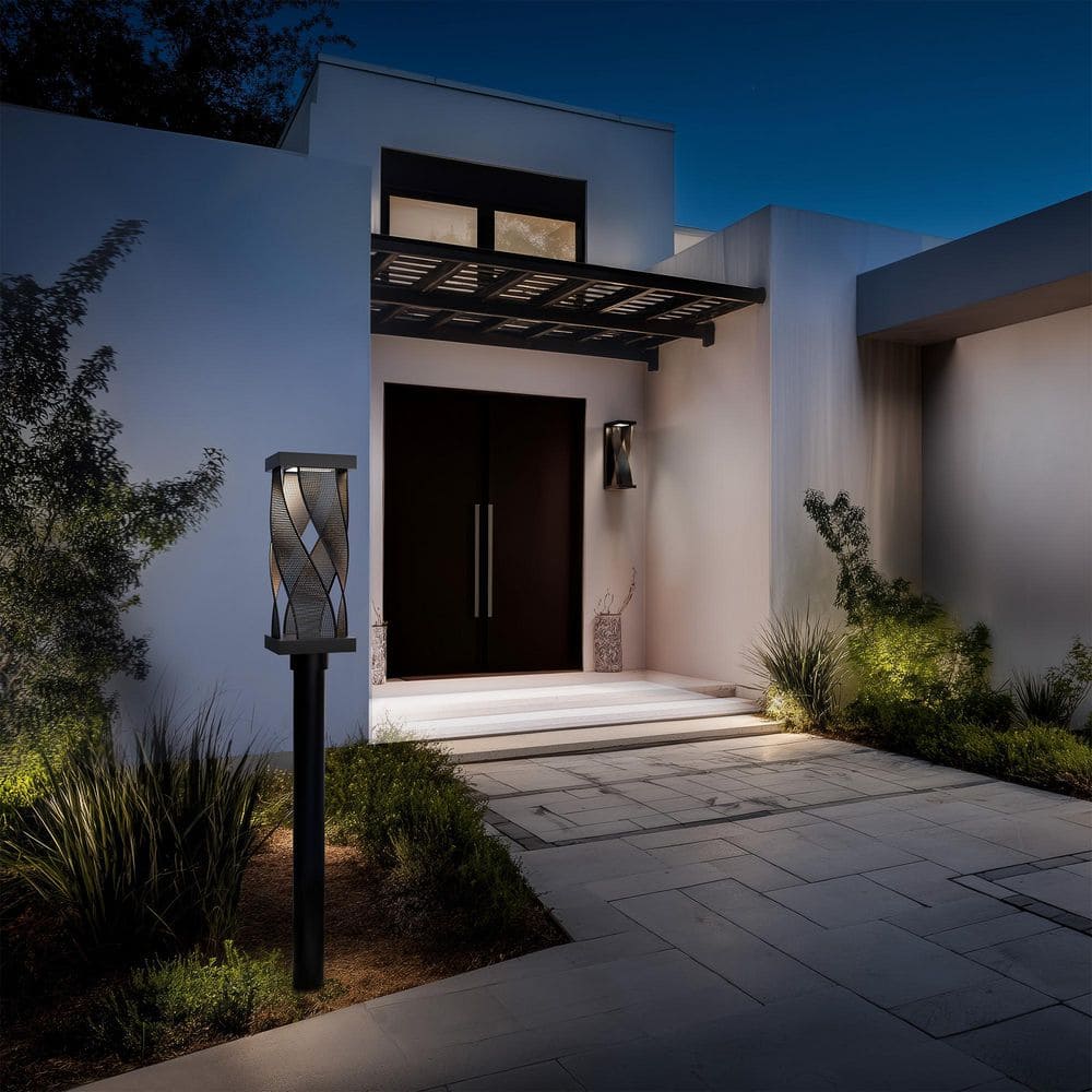 Brocade 18 in. 1-Light Black Stainless Steel Indoor/Outdoor Post Light with Integated LED 3000K price history on PriceWatchPro
