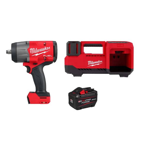 M18 FUEL 18V Lithium-Ion Brushless Cordless 1/2 in. Impact Wrench with M18 Inflator & 12.0 Ah FORGE Battery