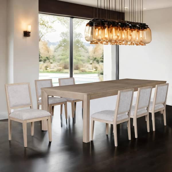 Furniture of America Flonnin Modern 118 in. Tawny Brown 7 Piece Extendable Dining Set Seats 6