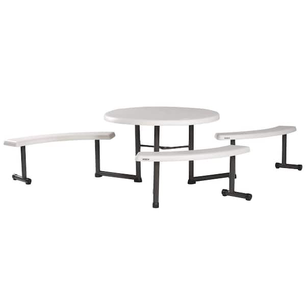 Round Folding Picnic Table 260205, Lifetime Round Picnic Table And Benches 44 Inch Top