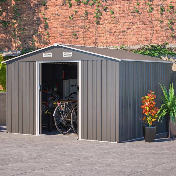 ToolCat 10 ft. W x 8 ft. D Outdoor Metal Storage Shed with