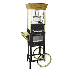 Vintage Collection 600-Watt 8-oz. Black Popcorn Machine Cart with Candy and Snack Dispenser