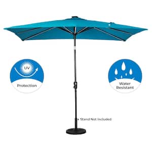 9 ft. x 7 ft. Rectangular Next Gen Solar Lighted Market Patio Umbrella in Teal