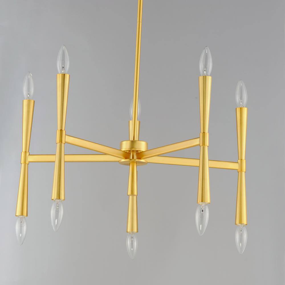 Satin Brass 10-Light Taper Candle Chandelier