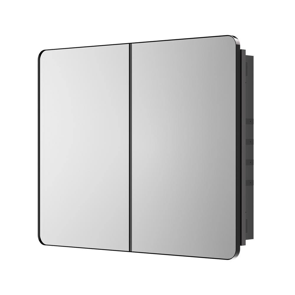 Keonjinn 48 x 32 Inch Black Bathroom Medicine Cabinets with Mirror  Adjustable Shelves Stainless Steel Frame 3 Doors Soft Closing Hinge Large  Modern