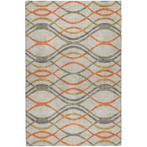 Dream Shag Premium Machine Washable Abstract ADS757 Orange 9 ft. x 12 ft. Area Rug
