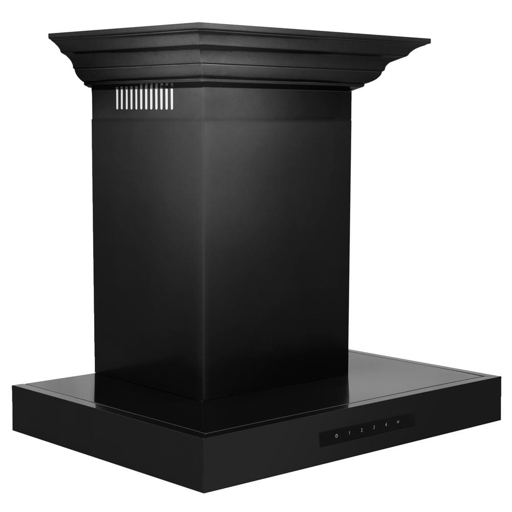 24 Inch Black Stainless Steel Convertible Wall Mount Range Hood