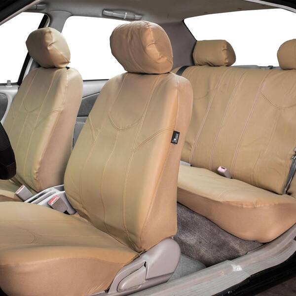 FH Group PU Leather 47 in. x 23 in. x in. Rome Full Set Seat Covers  DMPU009TAN115 The Home Depot