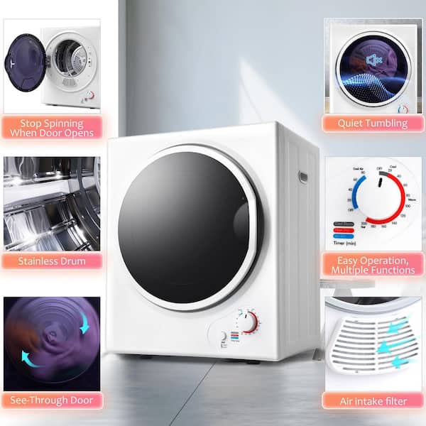  BLACK+DECKER Compact Clothes Dryer, 1.5 Cu. Ft. 850W Electric  Dryer, 120V Vented Portable Dryer with Stainless Steel Drum, Mini Dryer for  5.5 lbs. of clothing for Standard Wall Outlet : Appliances