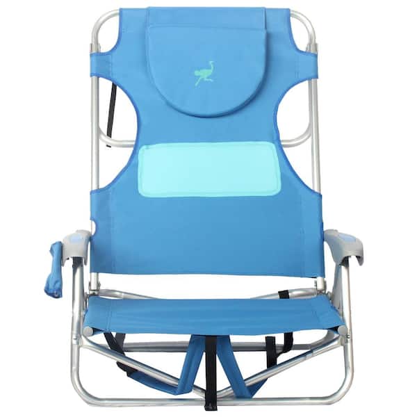 Deltess Ostrich Ladies Comfort On Your Back Blue Aluminum Folding Beach Chair Lccoyb 2000b The Home Depot