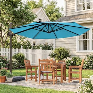 blue umbrella for patio table SUMMIT LIVING 13 ft Large Patio Umbrella Double-Sided Rectangular Outdoor  Market Table Umbrella for Outside  Navy Blue