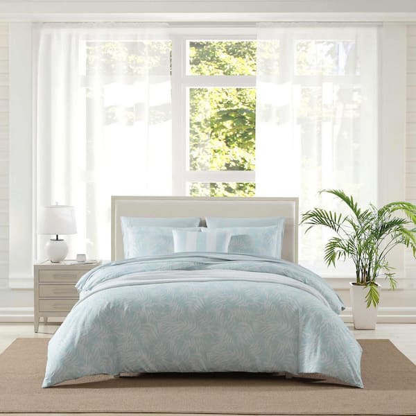 Art Of Palms 3-Piece Blue 100% Cotton Full/Queen Duvet Cover Set
