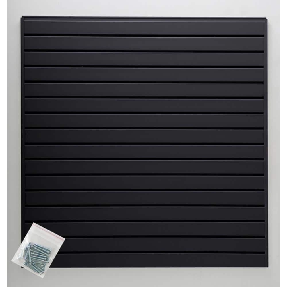 Black Polystyrene 77-Piece Slat Wall Panel Kit for Storage