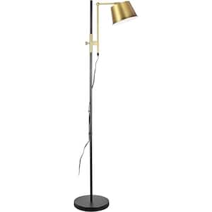 63.75 in. Matte Black&Copper Industrial 1-Light Non-Dimmable Standard Floor Lamp for Living Room with Metal Empire Shade