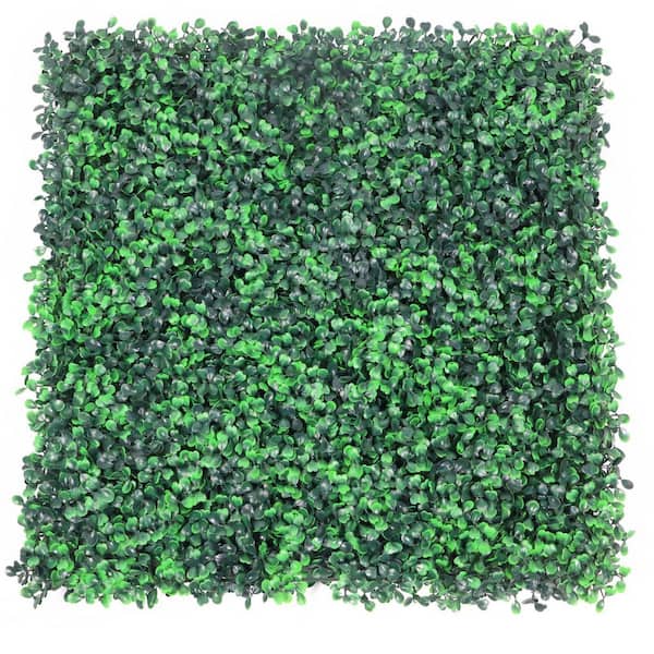 20 in. H x 20 in. W Green Indoor, Outdoor Artificial Boxwood Hedge Greenery Wall Panel (12-Pack)