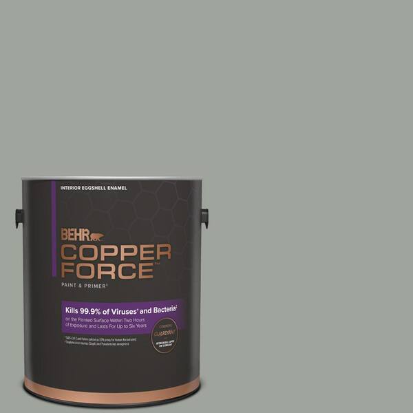 COPPER FORCE 1 gal. #710F-4 Sage Gray Eggshell Enamel Virucidal and Antibacterial Interior Paint & Primer