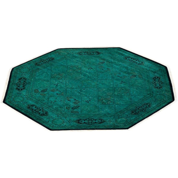 Overdyed Green 6 ft. x 6 ft. Solid Wool Indoor Area Rug
