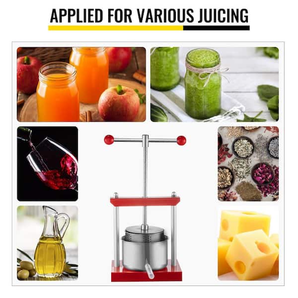  Cheese Tincture Herb Fruit Wine Manual Press, Fruit Wine Cider  Press, Grape Crusher Juice Maker, Juicer Stainless Steel, Easy to Clean &  Use W/Ball Handle (6L): Home & Kitchen