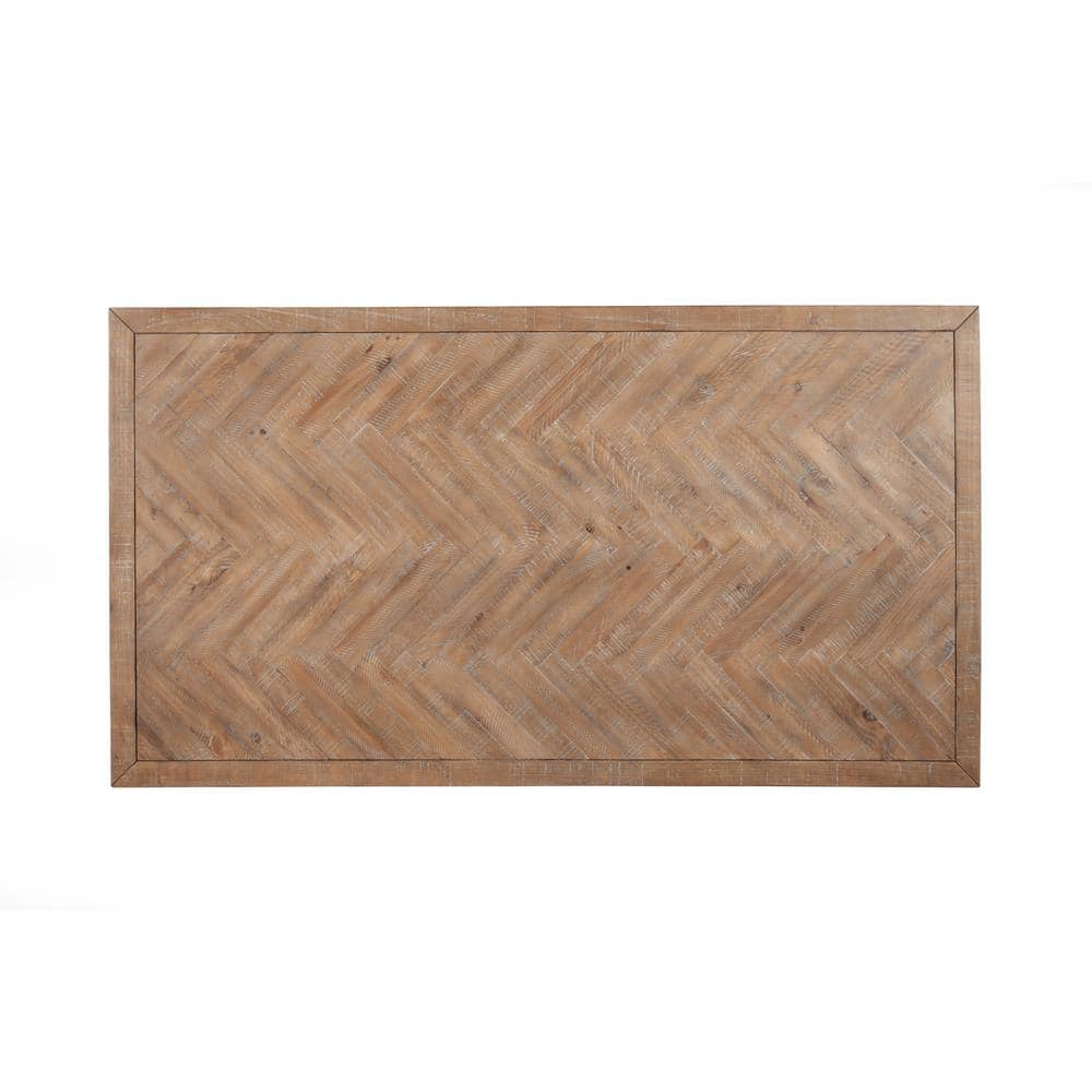 Reclaimed Pine Chevron 74" Rustic Dining Table in Weathered Natural