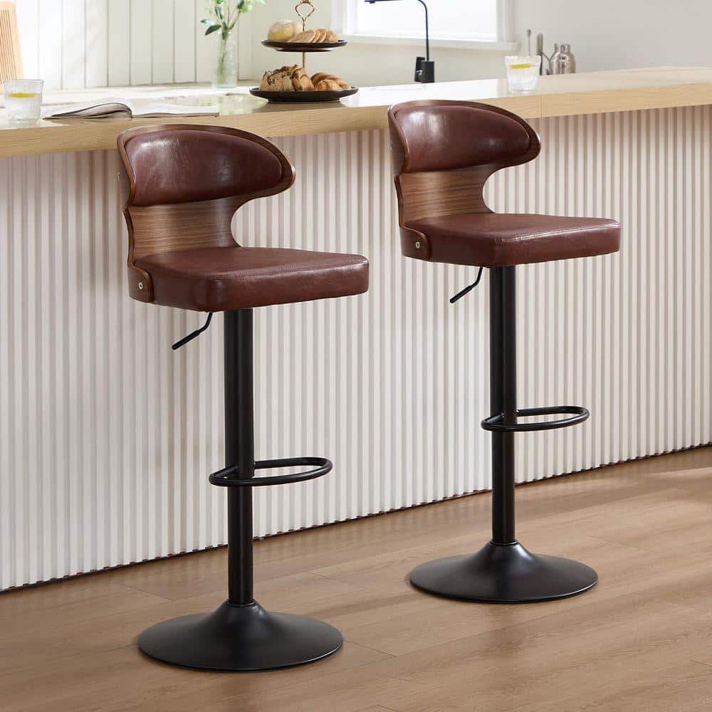 HOMEFUN 42.9 in. Mid-century Brown Microsuede High Back Metal Base