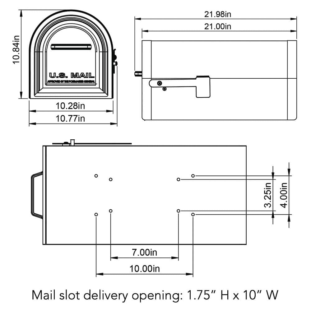 Large Black Lockable Steel Post-Mount Mailbox