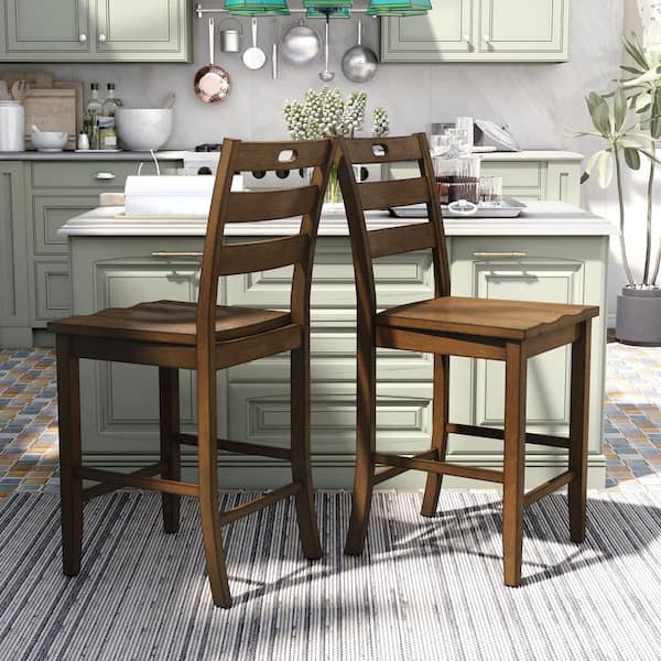 Quin Live Edge Oak Wood Counter Height Side Dining Chair (Set of 2)