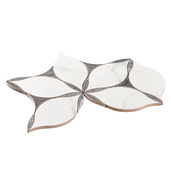 Ciara Zia Gray and White 7 in. x 12 in. Marble Look Matte Porcelain Mosaic Floor Wall and Tile (2.8 sq. ft. /Case)