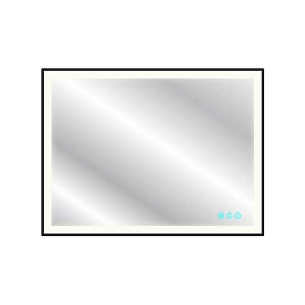 Dyconn M21 Serie 48 in. W x 36 in. H Rectangular Framed with Tri Color Wall Mount LED Bathroom Vanity Mirror in Black
