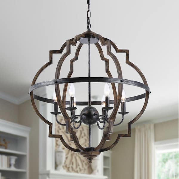 Flint Garden Industrial 6 -Light Distressed Black Metal Chandelier ...