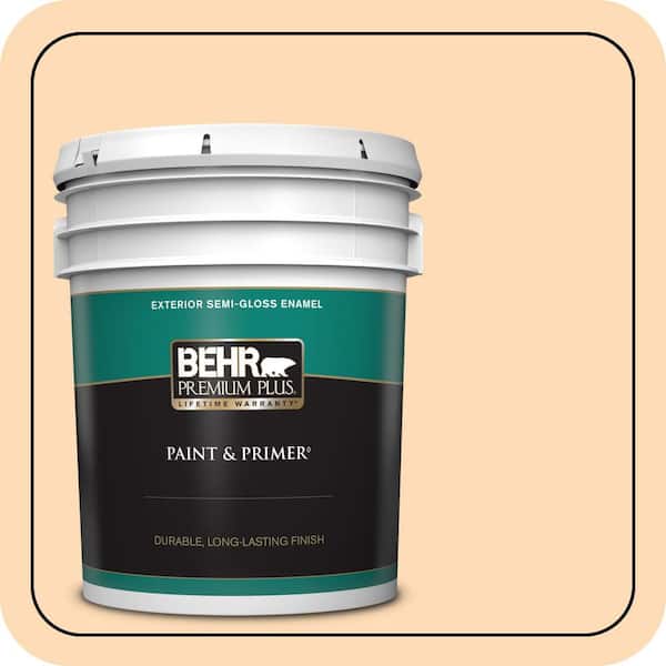 BEHR PREMIUM PLUS 5 gal. #P220-2 Peche Semi-Gloss Enamel Exterior Paint & Primer