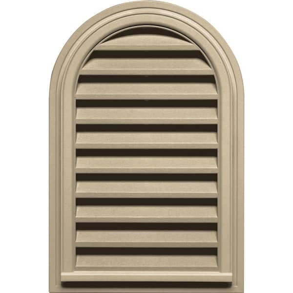 Builders Edge 22 in. x 32 in. Round Top Plastic Built-in Screen Gable Louver Vent #013 Light Almond