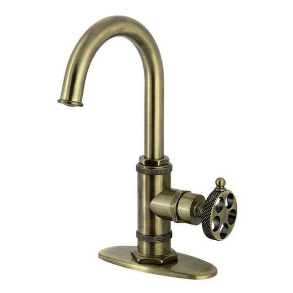 Webb 1-Handle Bar Faucet Deckplate Included in Antique Brass