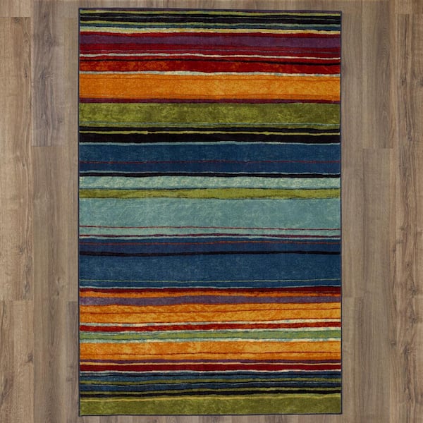 Mohawk Home Rainbow Multi 7 ft. 6 in. x 11 ft. Striped Area Rug 681548 -  The Home Depot