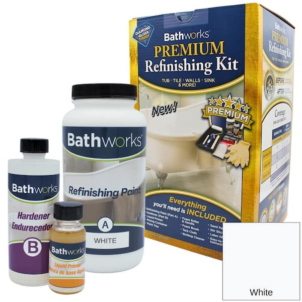 BATHWORKS 20 oz. DIY Bathtub and Tile Refinishing Kit- White