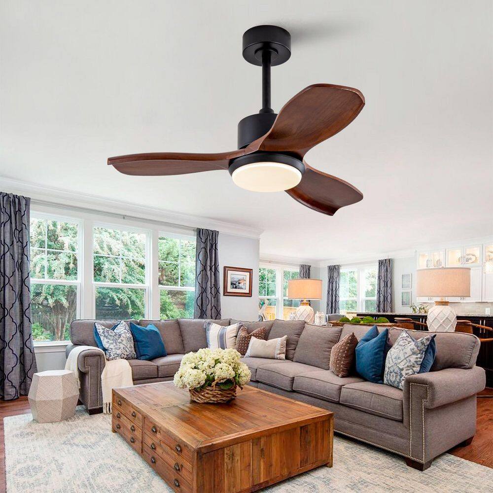 36 in. Black Ceiling Fans with Light and Remote Control, Outdoor 3 Blade Solid Wood Standard Ceiling Fan for Living Room price history on PriceWatchPro