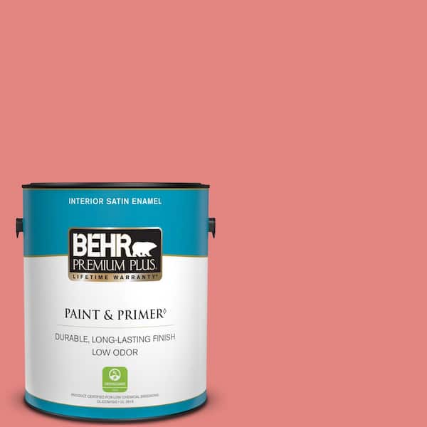 BEHR PREMIUM PLUS 1 gal. #160B-5 Candy Mix Satin Enamel Low Odor Interior Paint & Primer
