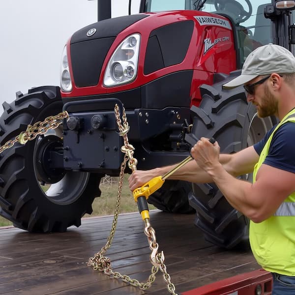 Ratchet Chain Binder, 3/8in. x 20ft. G80,9200 lbs. Working Load with Chains, for Hauling Towing and Lifting, 2025 Update