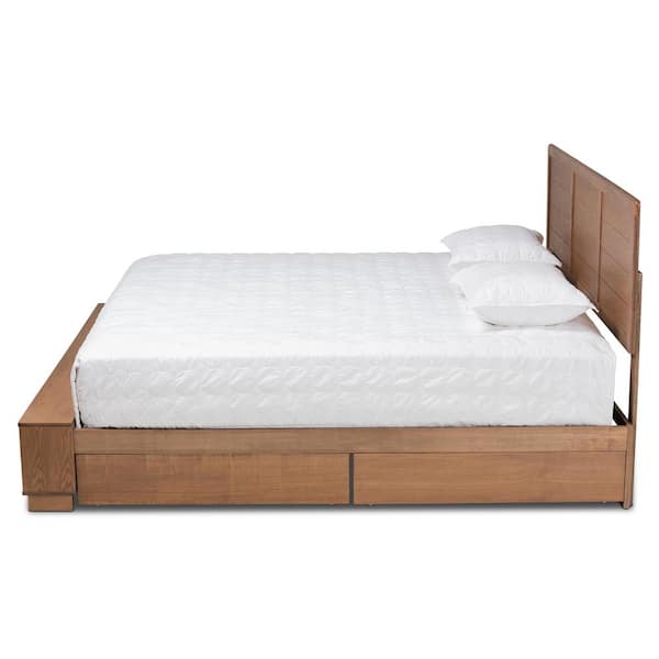 Baxton Studio Alba Ash Walnut King Platform Storage Bed 1759427