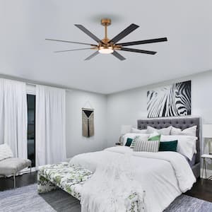 65 in. LED Indoor Gold Ceiling Fan with Remote with DC Motor and Reversible Blades, Three Color Temperature