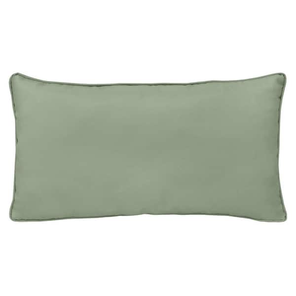 Outdoor Solid Sage Olefin Textured Lumbar Pillow 14 x 26-Includes 1-Lumber Pillow