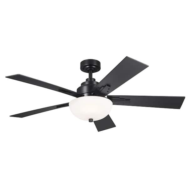 KICHLER Vinea 52 in. Indoor Satin Black Downrod Mount Ceiling Fan with Integrated LED with Wall Control Included